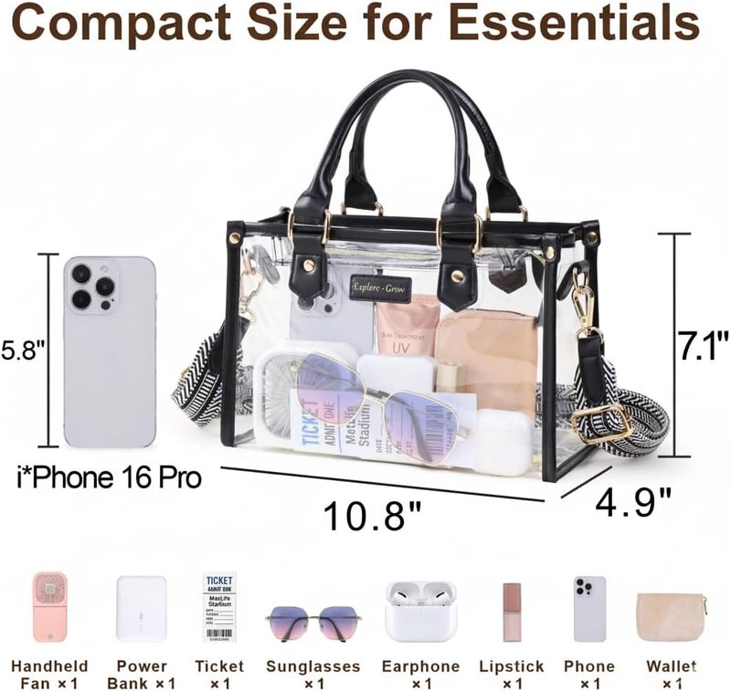 Packism Clear Tote Bags for Women 11x5x7 - Clear Bag for Stadium Events with Inner Bag, Perfect for Sport Events Concert - Image 3